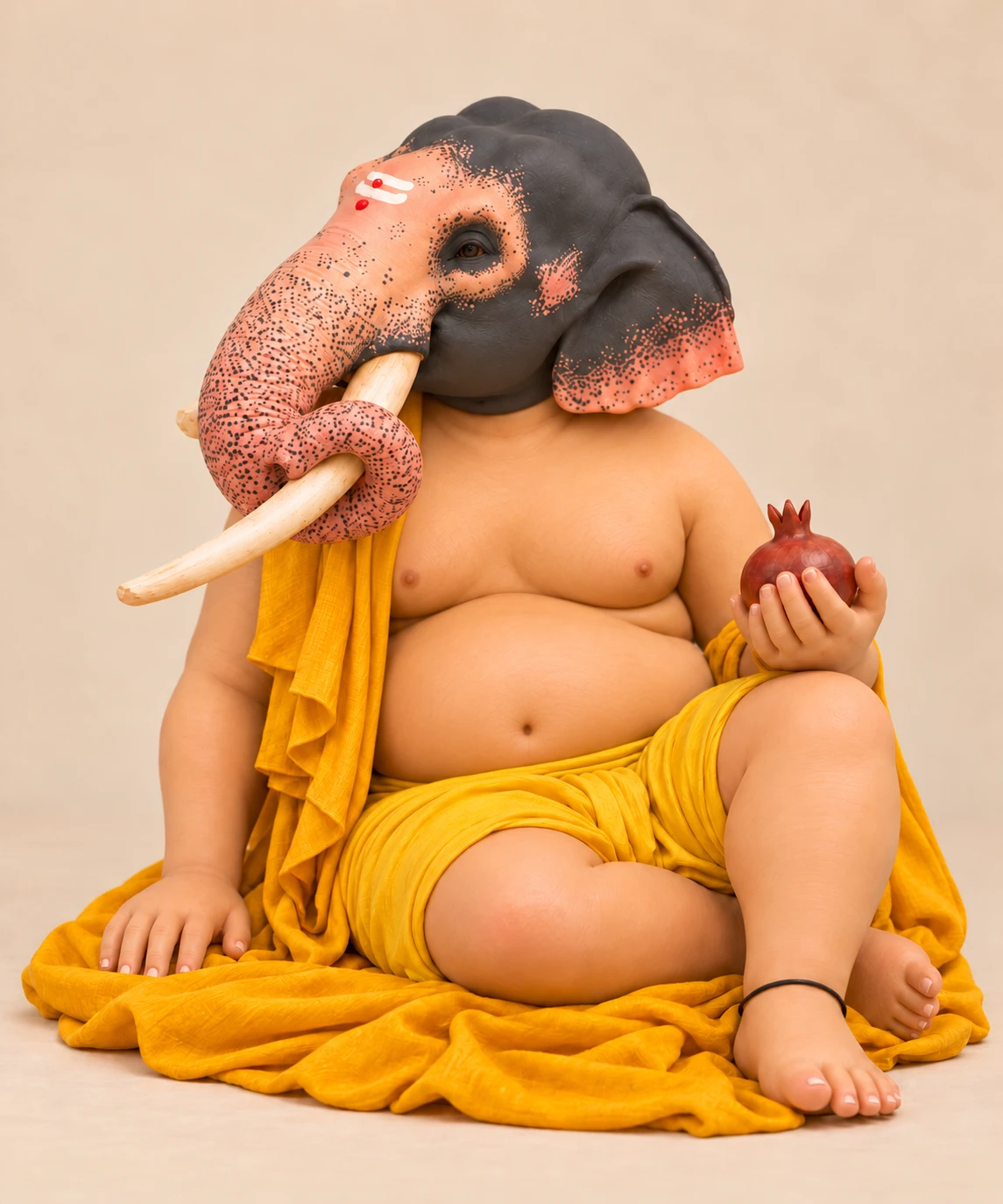 Sample render of the seated Ganesha statue in yellow drapery